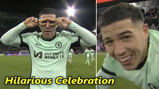 Enzo Fernandez goal and hilarious celebration vs crystal palace in premier league [upl. by Siradal]