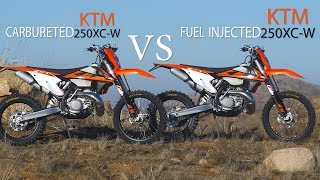 Fuel Injected 2 stroke VS Carbureted 2 Stroke KTM 250 XCW  Dirt Bike Magazine [upl. by Kumagai]