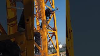 Tower crane bottom frame rivet fixing process [upl. by Torray]