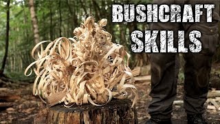 Bushcraft Skills  Axe amp Knife Skills Camp Setup Fire Overnight Camping [upl. by Cade]