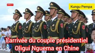 ForumChineAfrique  arrivée du couple présidentiel OliguiNguema à Beijing [upl. by Alejna]