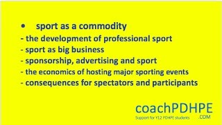 HSC PDHPE Option 2  Sports as a Commodity [upl. by Yedarb]