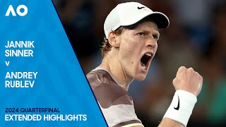 Jannik Sinner v Andrey Rublev Extended Highlights  Australian Open 2024 Quarterfinal [upl. by Neellek540]