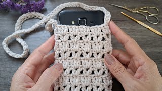 Easy Crochet Phone Bag 💖 Super Easy Crochet Stitch and Beautiful Pattern💖 Crochet Gift Ideas 💖 [upl. by Tana]