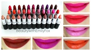 MAC Lipstick Collection  Lip Swatches  Beauty with Emily Fox [upl. by Arahsit555]