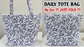 NO CUT  JUST ONE RECTANGLE FABRIC  PERFECT HANDBAG IS READY  How to make a tote bag with lining [upl. by Tonkin]