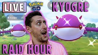 KYOGRE Shiny Hunt Raid Hour in Pokemon GO [upl. by Aurelio]