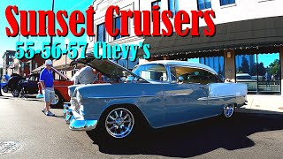 555657 Chevys at Sunset Cruisers Car Show [upl. by Enomsed]