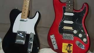 Tagima TW55 Tele Hotrail Bridge pickup vs Photogenic HSS Strat [upl. by Ennagem]