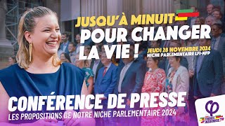 Jusquà minuit pour changer la vie   Conférence de presse niche parlementaire [upl. by Weihs]