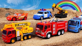 Police Car Team Rescue Construction Vehicles Collection Videos Funny Stories  Mega CAR [upl. by Ahsimak]