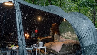 Camping in Heavy Rain  the pouring rain for 24 hours I relaxed in a cozy tent RAIN ASMR [upl. by Suellen]