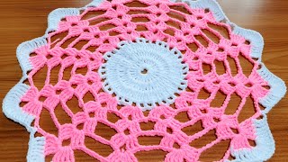 Thalposh  Round doily Crochet with pattern  Crochet rumal [upl. by Jdavie896]