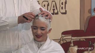 Beautiful Dina gets a straight razor headshave [upl. by Nenad]