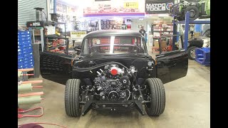 Part 40 of Metalworks 1955 Chevy ProTouring build Assembly work amp supercharged LS engine install [upl. by Leummas]