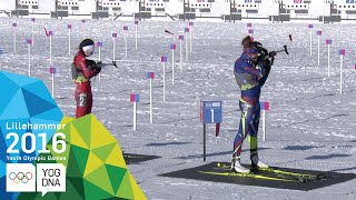 Biathlon 75km Pursuit  Khrystyna Dmytrenko UKR wins gold  Lillehammer 2016 Youth Olympic Games [upl. by Assirod231]