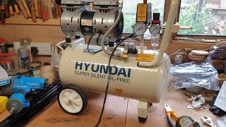 Hyundai HY7524 Silent Compressor and Silverline Brad Nailer [upl. by Tsenrae296]