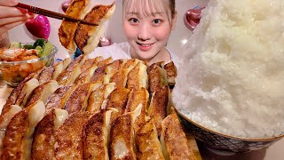 ASMR ニンニク餃子 Japanese Gyoza Dumpling【日本語字幕】【咀嚼音 Mukbang Eating Sounds】 [upl. by Royal990]