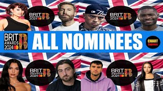 BRIT AWARDS 2024  ALL NOMINEES  44th Brit Awards  March 02 2024  ChartExpress [upl. by Lienad227]