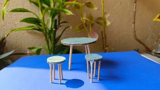 DIY Miniature Table and Chair Set for Dollhouse  Easy Doll Furniture Tutorial [upl. by Eenerb]