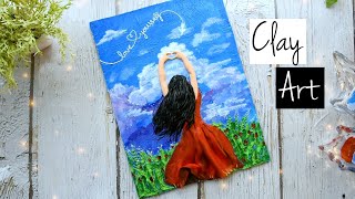 Clay Painting Ideas  Clay Art On Canvas  3D Clay Art [upl. by Adnilre]