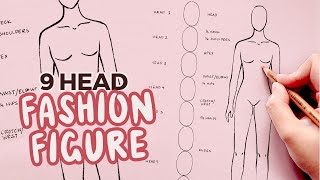 how to draw the fashion figure template or block  9 heads technique for beginners [upl. by Tsenre]