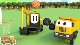 Assemble Excavator and clean the road for Construction Vehicles bulldozer dump truck for Kids [upl. by Linoel]