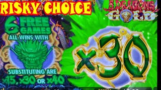 ★HIGH RISK HIGH RETURN ★5 DRAGONS GOLD Slot☆ RISKY CHOICE OF BONUS GAME☆栗スロ [upl. by Esinnej37]