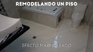 Resina Epóxica sobre Piso de Concreto  Creando un efecto Mármol [upl. by Blasius]