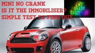 Mini No crank immobiliser fault very simple tests in the description [upl. by Sualokin]