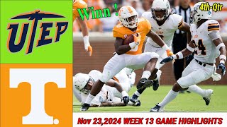 Tennessee vs UTEP WEEK 13 GAME HIGHLIGHTS Nov 232024 Mens College Football [upl. by Vatsug]