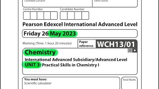 A level  Chemistry  unit 3  June 2023  Edexcel [upl. by Beverley]