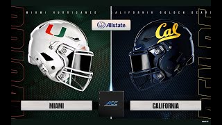 COLLEGE FOOTBALL MIAMI HURRICANES VS CALIFORNIA GOLDEN BEARS FULL GAME [upl. by Johnny34]