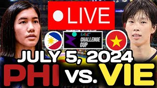 PHILIPPINES VS VIETNAM LIVE 🔴 JULY 5 2024  FIVB CHALLENGER CUP 2024 alaspilipinas vietnam [upl. by Grania530]