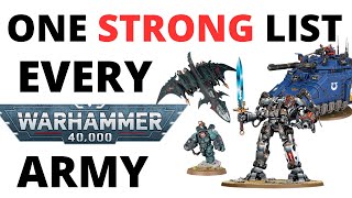 One Strong Army List for Every Warhammer 40K Army in 10th Edition  Competitive Tournament Rosters [upl. by Ohce893]