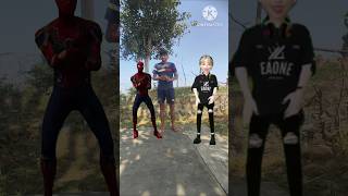 Spider man🕷 and cute girl dance💃 cute brothers head matching with tu Radha meri new song shorts [upl. by Tiff]