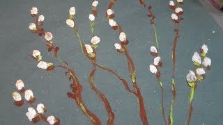 spring painting tutorial for kids catkins [upl. by Ataeb]