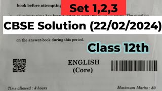 cbse class 12 english set 123 answer key 2024 english core paper solution class 12 cbse2024 [upl. by Ariajay]