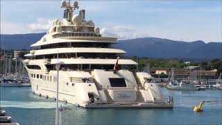 Worlds Largest Yacht Dilbar Majestic Docking in Antibes  18min Crew Choreography [upl. by Pejsach]