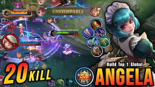 20 Kills Angela with Marksman Build 100 Deadly  Build Top 1 Global Angela  MLBB [upl. by Hadihsar]