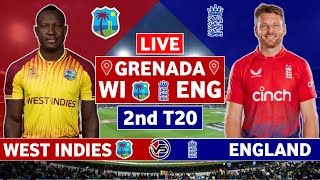 West Indies vs England 2nd T20 Live Scores  WI vs ENG 2nd T20 Live Scores amp Commentary [upl. by Antoinette]