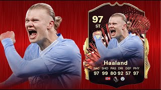 FC 24 ERLING HAALAND 97 TOTS CHAMPIONS PLAYER REVIEW I FC 24 ULTIMATE TEAM [upl. by Anitniuq]