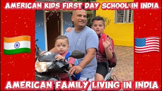 AMERICAN Kids first day of school in GOA INDIA 🇮🇳 trending india vlog school [upl. by Accebar]