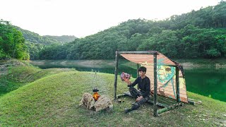 2 DAYS solo survival CAMPING Smoke Pork Catch and Cook Bushcraft Tent Shelter Survival Skills [upl. by Yerdua]