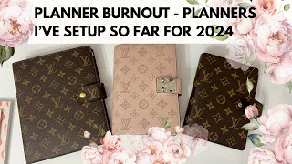 PLANNER BURNOUT  Planners Ive Setup So Far  Louis Vuitton Agendas [upl. by Esyahc]