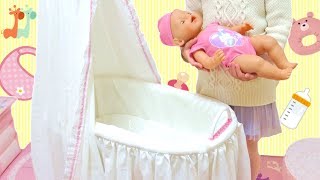 赤ちゃんのお姫様ベッド お世話ごっこ  Baby Born Canopy Bed  Baby Doll Bedtime [upl. by Terrell]