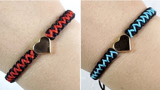 DIY PULSERA DE HILO FACIL CON CORAZON ❤️  BRACELETS MACRAME  PULSERAS DE MODA [upl. by Snave5]