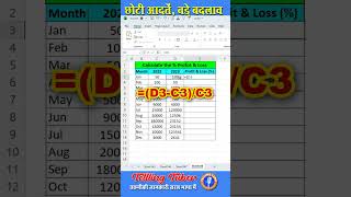 Calculate the  Profit amp Loss excel tellingtube computerexcel telllingtuber [upl. by Tjader]