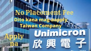 NO PLACEMENT Fee Unimicron Technology Corp Xinfeng hsinchu Taiwan [upl. by Einahpts]