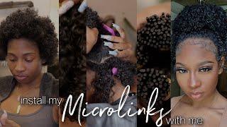 FIRST TIME DIY Curly Microlinks on my 3C Natural Hair At Home  Curlsqueen [upl. by Kindig32]